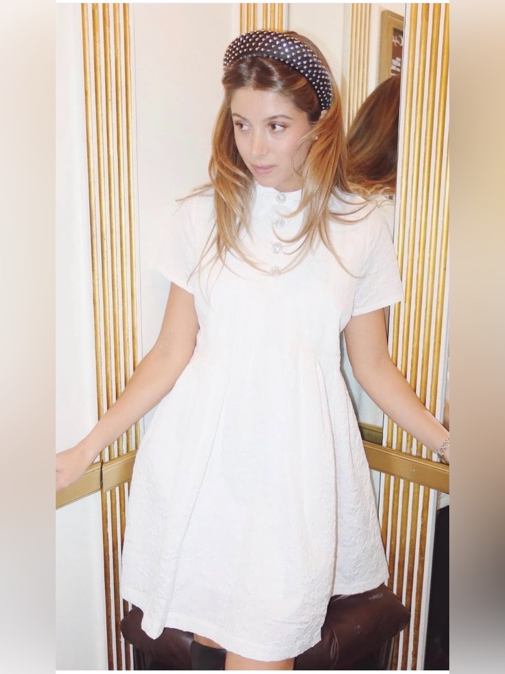 Hill House Rosalind Dress in Ivory Jaquard